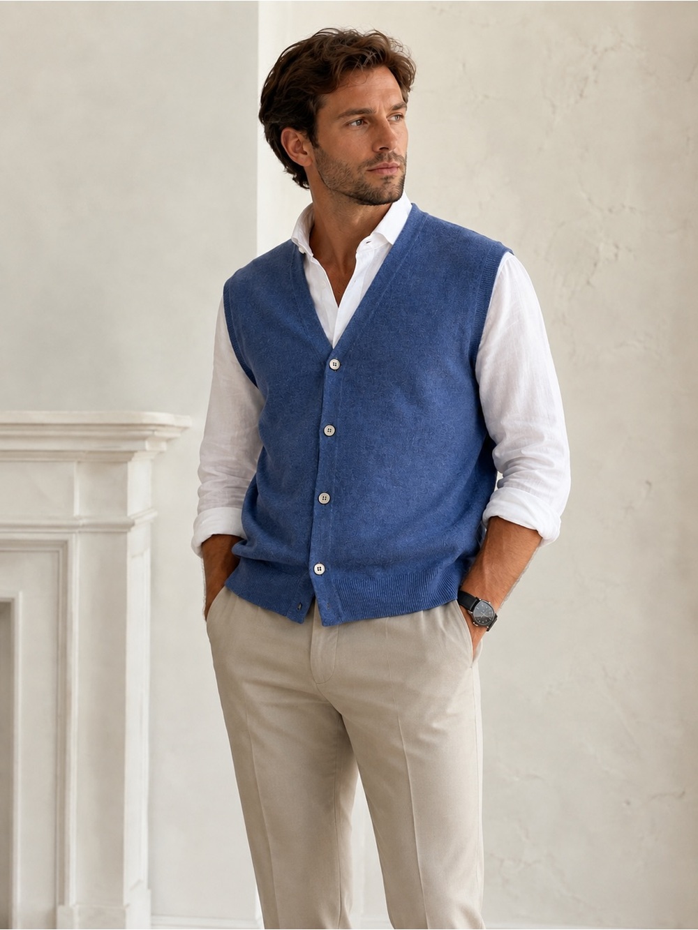 Northern Isles Men’s Blue Button Front Sweater Vest Size L NWT